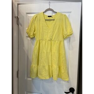 RD Style Mini Dress Yellow 100% Cotton Gauze Cottagecore Romantic Boho Babydoll